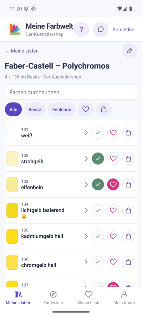Farben und Besitz im Überblick